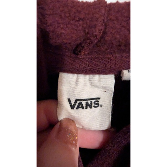 Vans Burgundy Checkerboard Pullover Hoodie Sweatshirt Size S - Picture 3 of 9